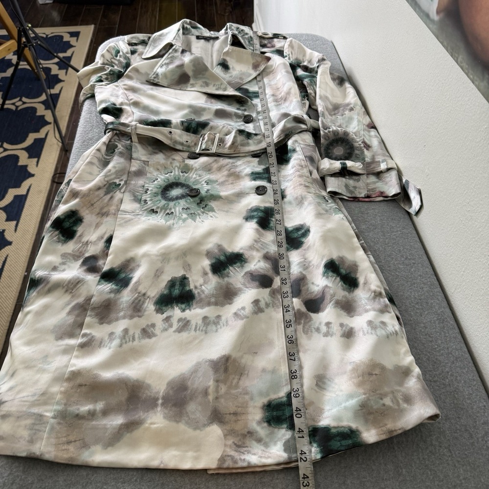 New INC International Concepts Tie Dye Satin Tench Coat Women's Large - Picture 9 of 10